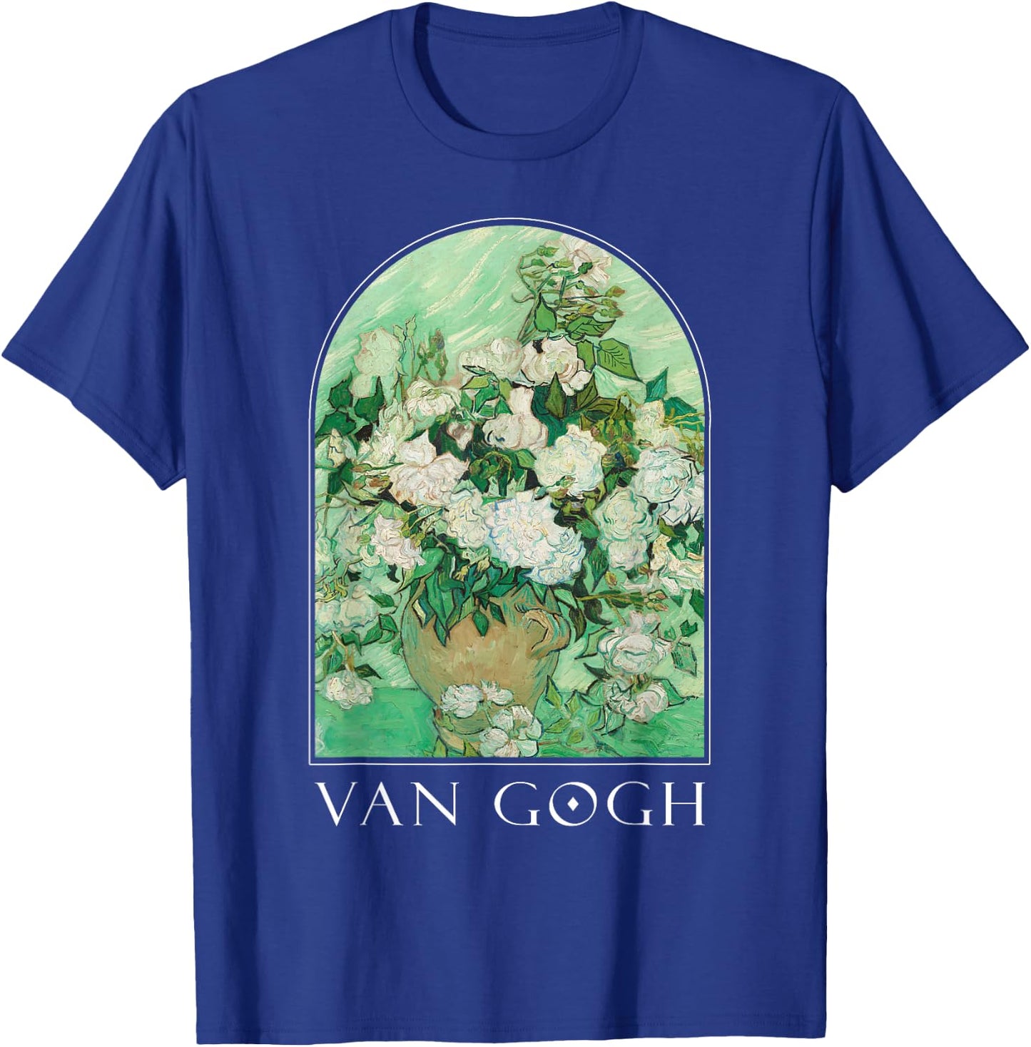 Van Gogh Vase with Pink Roses Classic Art Vintage Aesthetic T-Shirt - T-Shirt | Royal