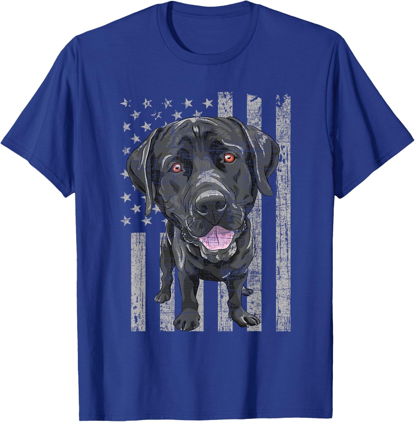 Patriotic Black Labrador - USA American Flag Dog Lover T-Shirt - T-Shirt | Royal