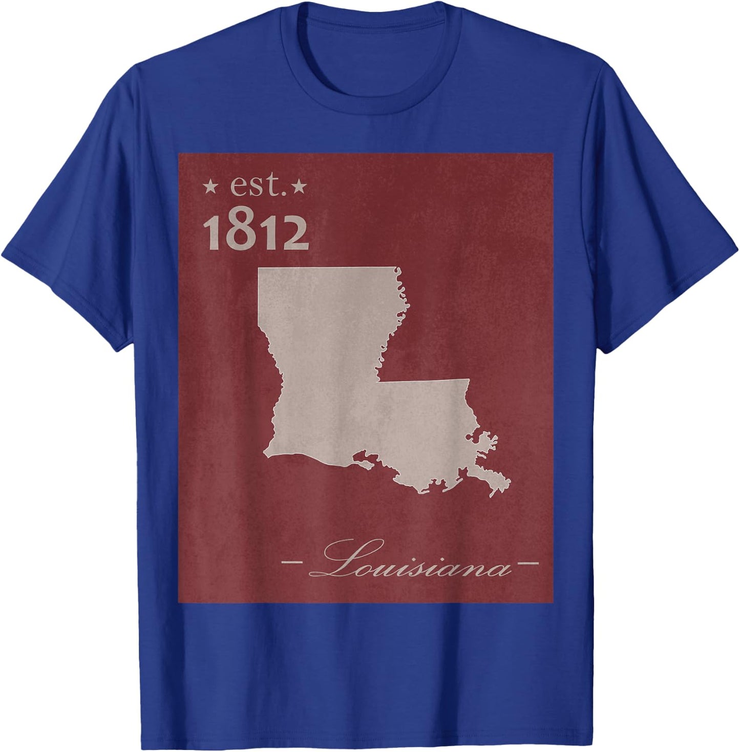 Louisiana LA Map Grunge Vintage State Graphic Women Men T-Shirt - T-Shirt | Royal