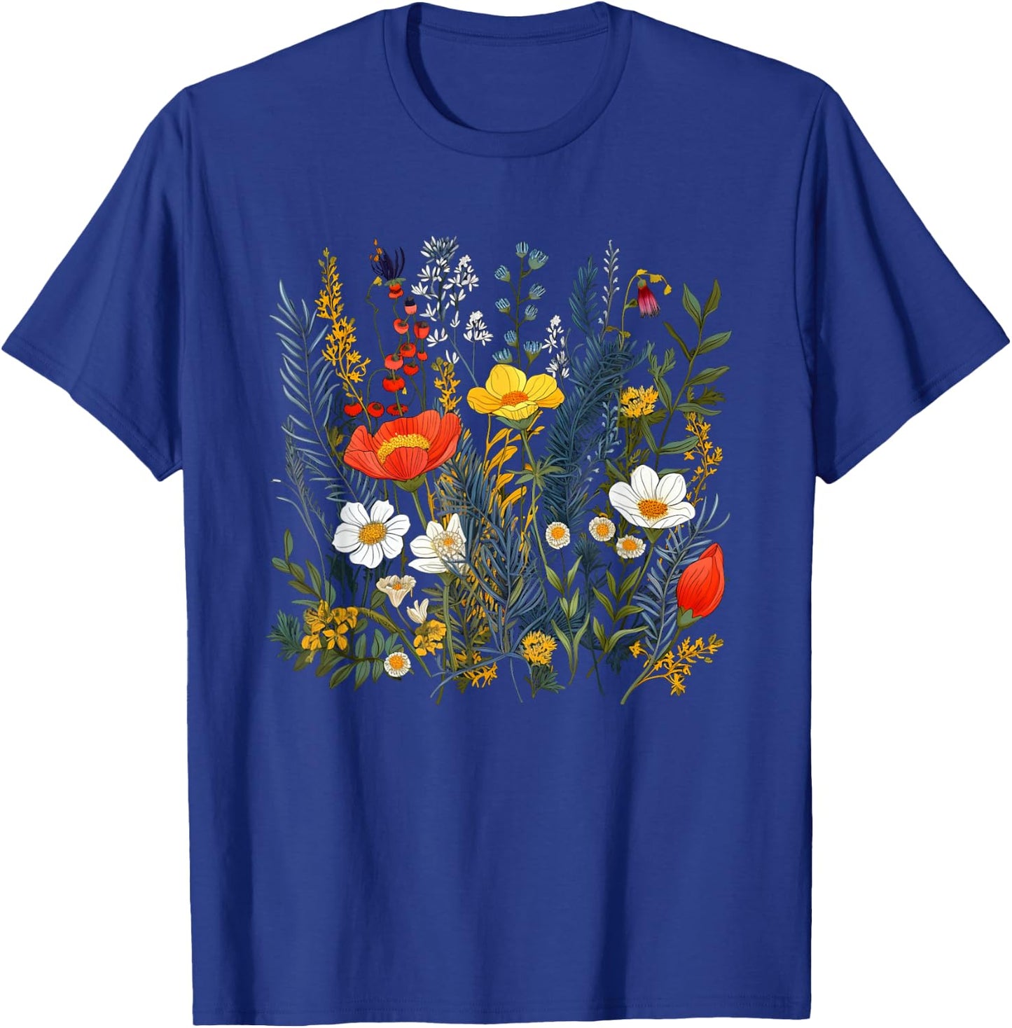 Summery colorful wild Flower for Flowers and Herbs Lovers T-Shirt - T-Shirt | Royal