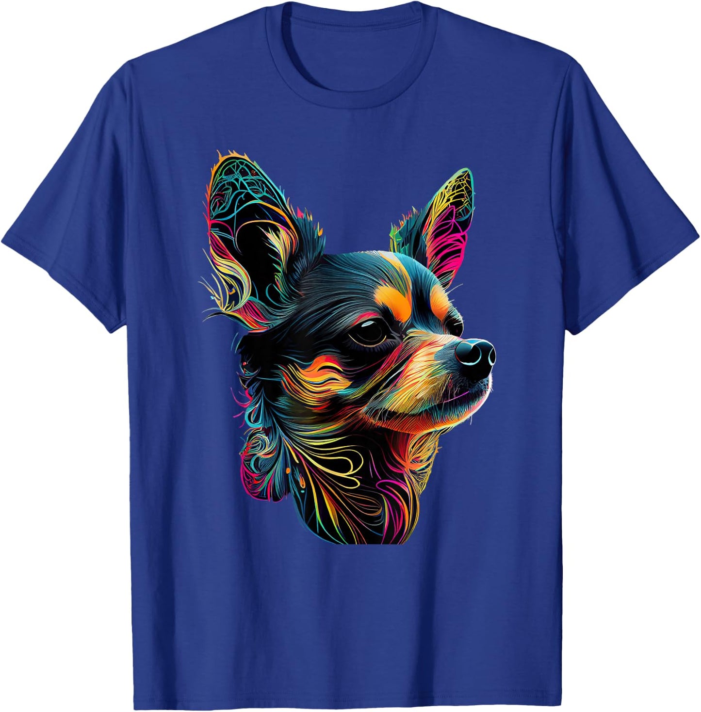 Chihuahua Dog Lover Designs -Adults Multicolor Graphic Small Chihuahua Pop Art Design T-Shirt - T-Shirt | Royal