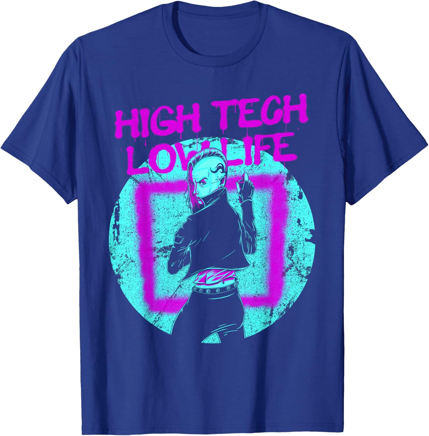 Cyberpunk High Tech Low Life Japanese Aesthetic Futuristic T-Shirt - T-Shirt | Royal