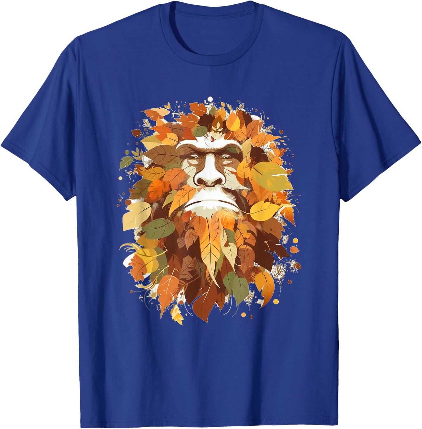 Bigfoot Fall Leaves Thanksgiving Day Sasquatch Autumn T-Shirt - T-Shirt | Royal
