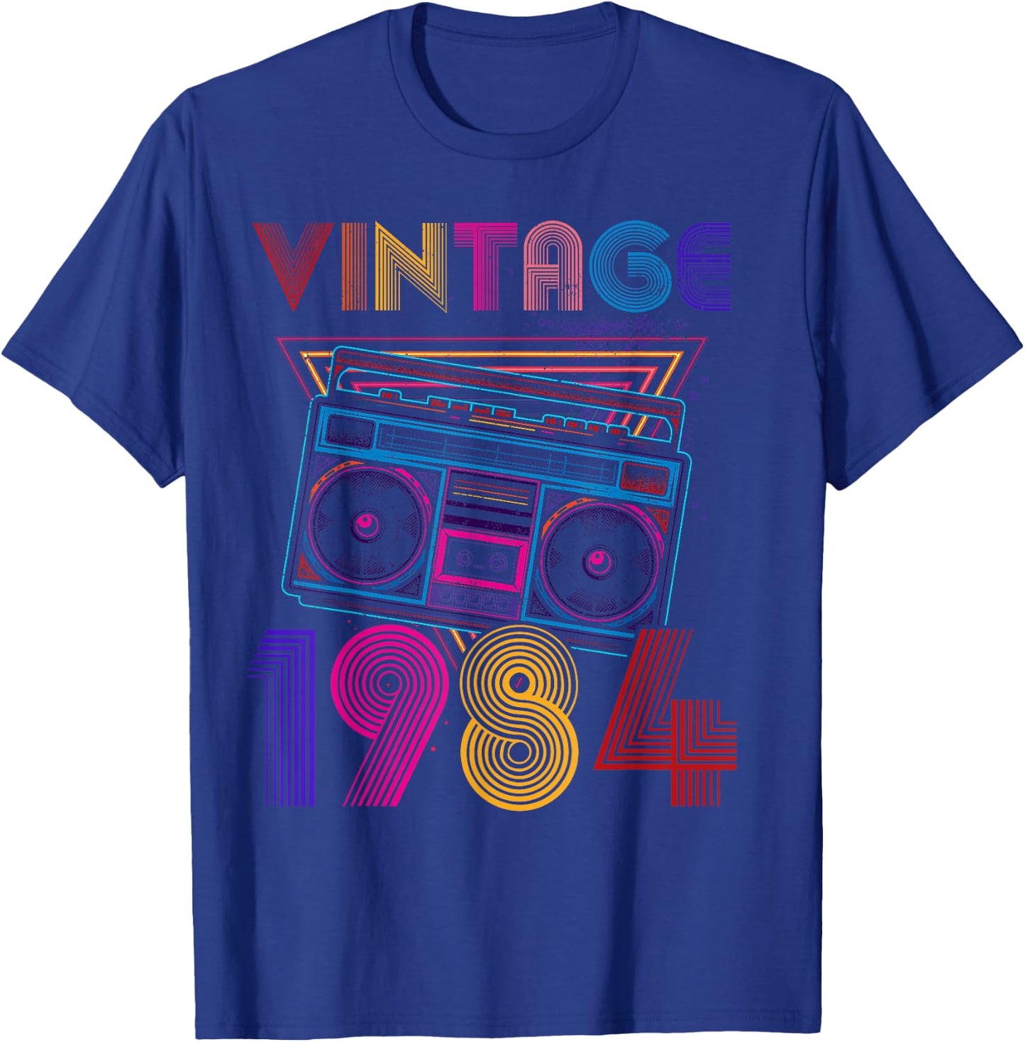 Classic Portable Stereo 1984 Music Lover Birthday T-Shirt - T-Shirt | Royal
