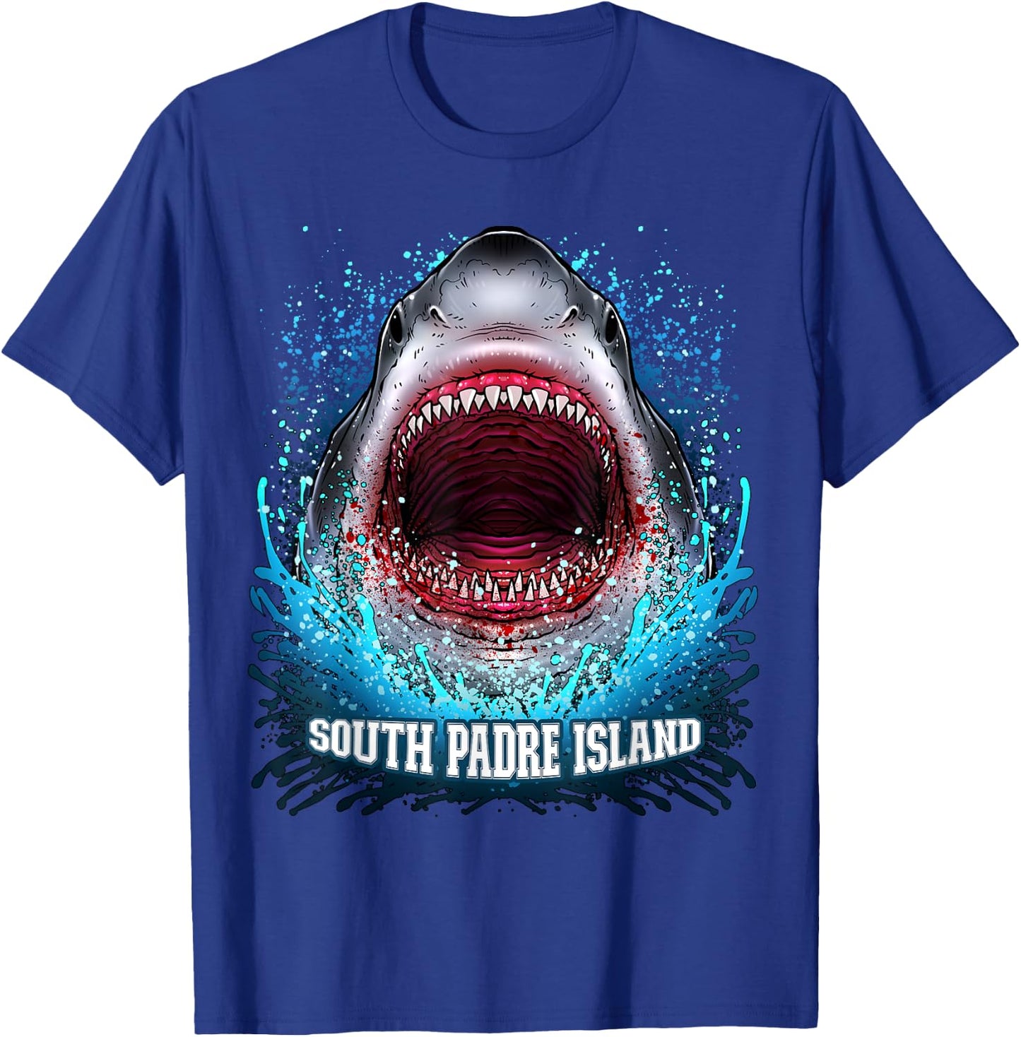 South Padre Island Texas Vacation Great White Shark Beach T-Shirt - T-Shirt | Royal