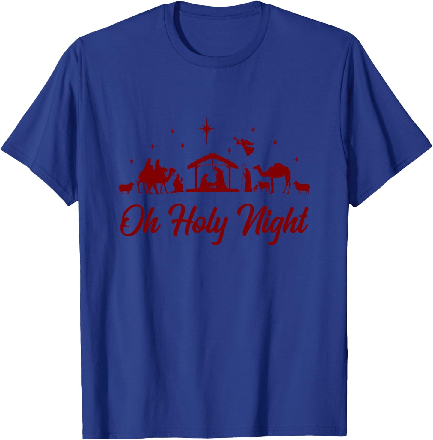 Oh Holy Night Christian Nativity Scene Funny Christmas T-Shirt - T-Shirt | Royal