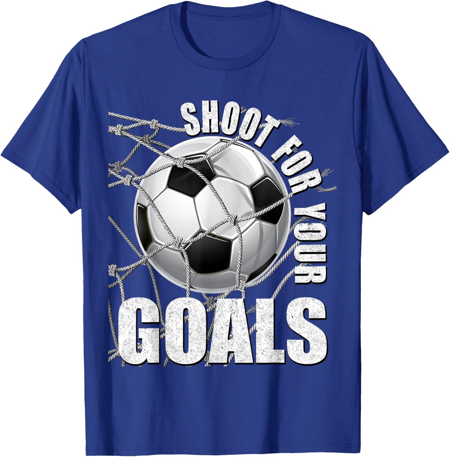 Shoot for Your Goals Kids Soccer Themed Motivational Teacher T-Shirt - T-Shirt | Royal