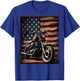 Motorcycle USA Flag Retro Biker T-Shirt - T-Shirt | Royal