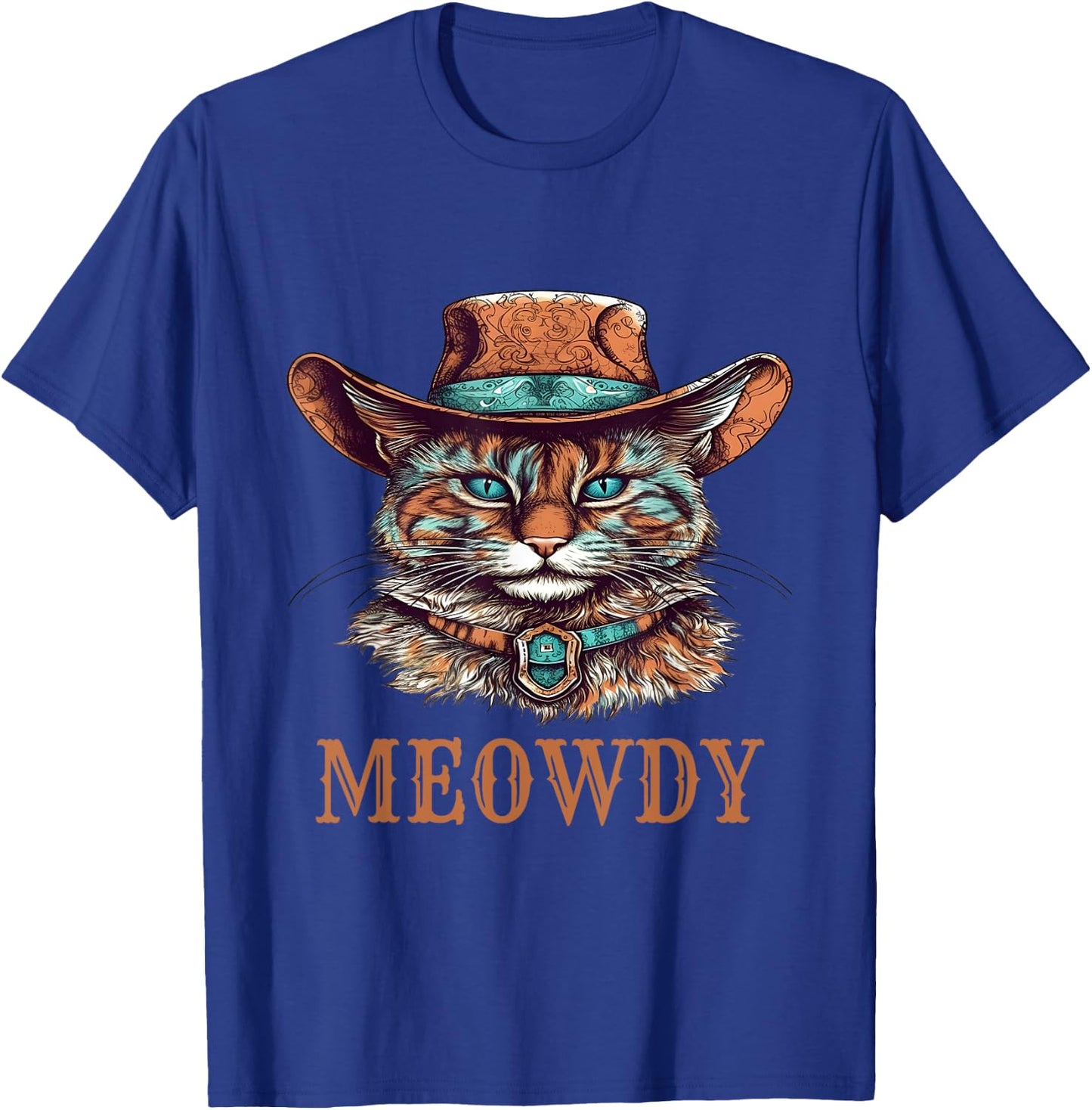 Funny Cat Graphic Howdy Western Cowboy Cowgirl Meowdy Cat T-Shirt - T-Shirt | Royal