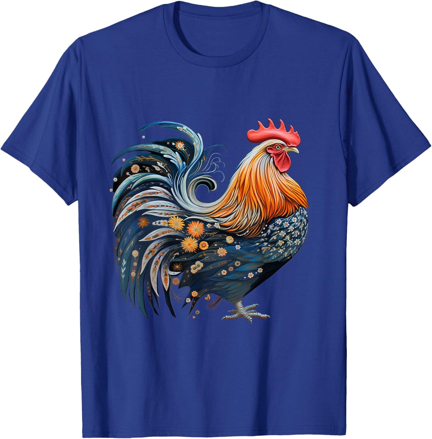 Rooster Chicken Female Fighting Cock Bird Farmland Earth Day T-Shirt - T-Shirt | Royal