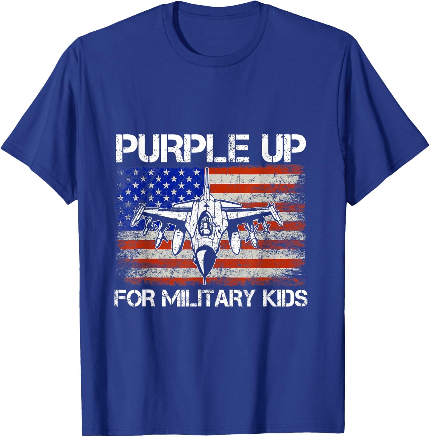I Purple Up Month of Military Child Kids Air Force US Flag T-Shirt - T-Shirt | Royal