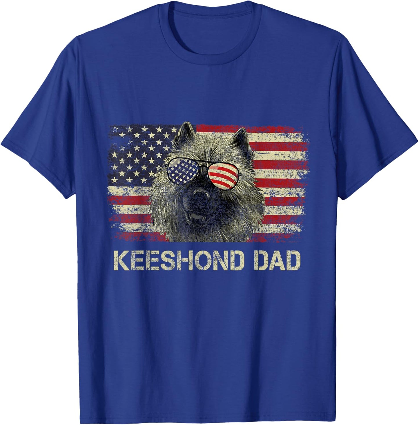 Keeshond Dad Dog Lovers American Flag 4th Of July T-Shirt - T-Shirt | Royal