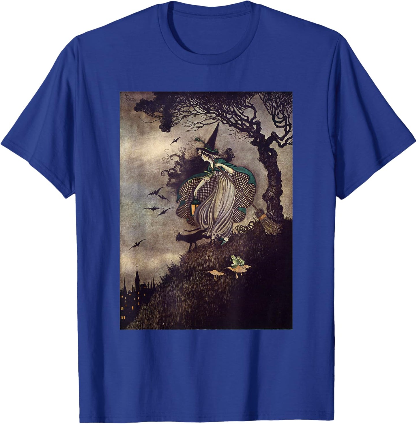 Little Young Witch By Ida Rentoul Outhwaite Black Cat Town T-Shirt - T-Shirt | Royal