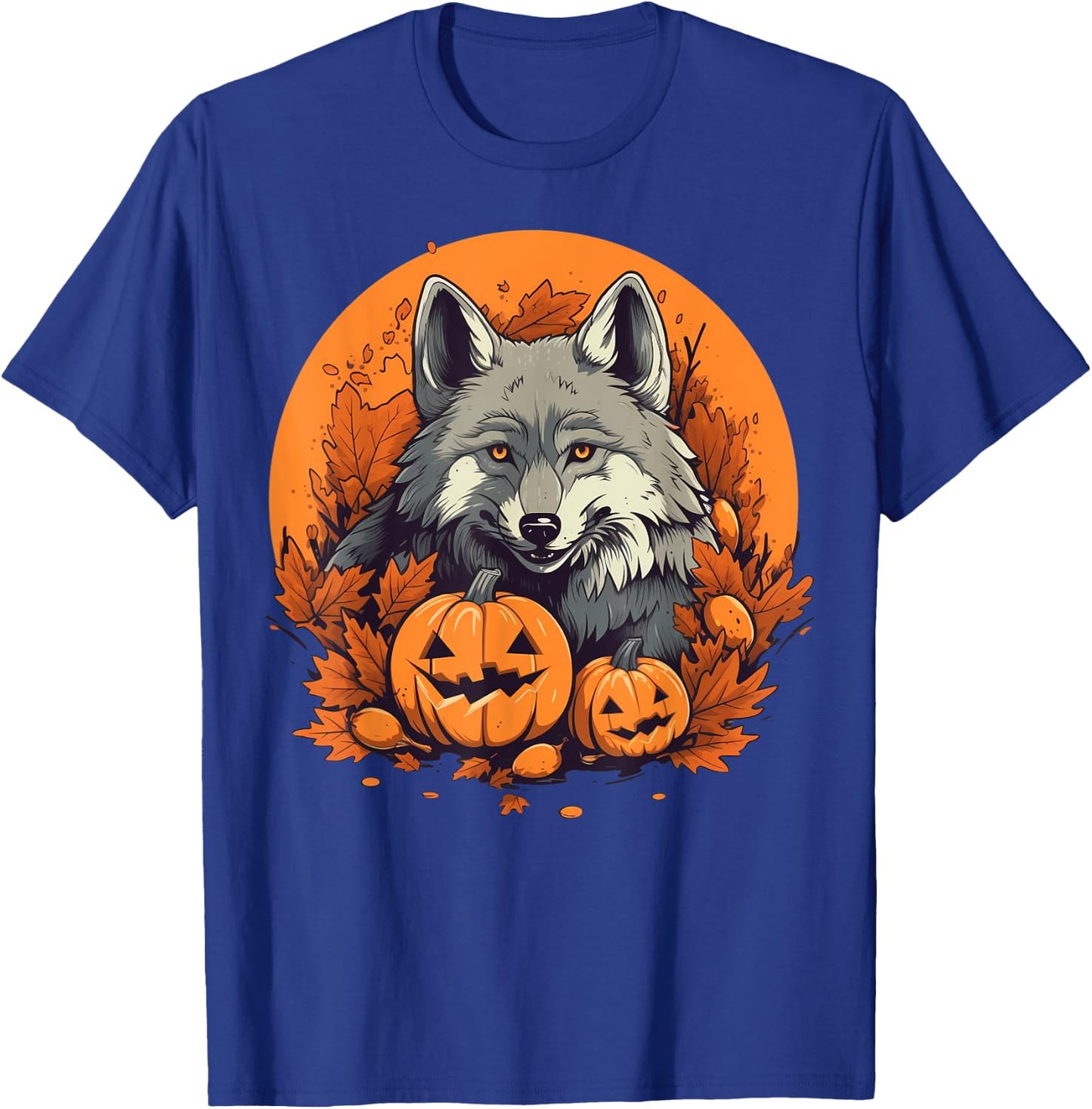 Pumpkin Wolf costume on Wolf Halloween T-Shirt - T-Shirt | Royal