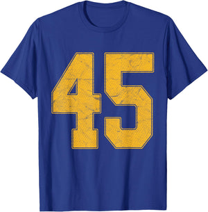 Number 45 Numbered Uniform Sports Team Jersey 45th Birthday T-Shirt - T-Shirt | Royal