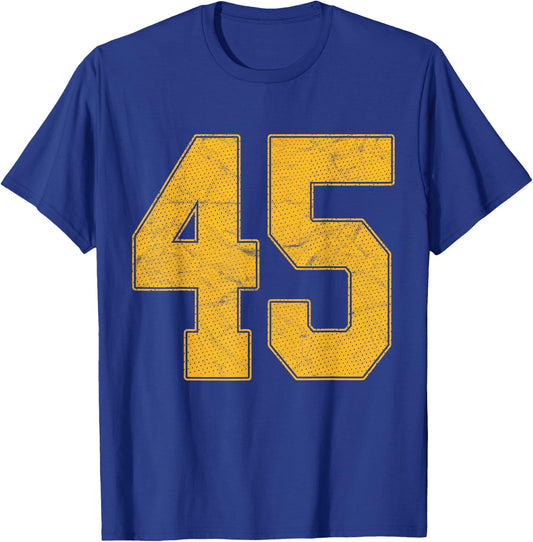 Number 45 Numbered Uniform Sports Team Jersey 45th Birthday T-Shirt - T-Shirt | Royal