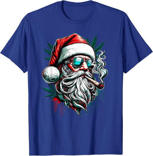 Cool Santa Claus Smoking Weed Marijuana 420 Christmas T-Shirt - T-Shirt | Royal