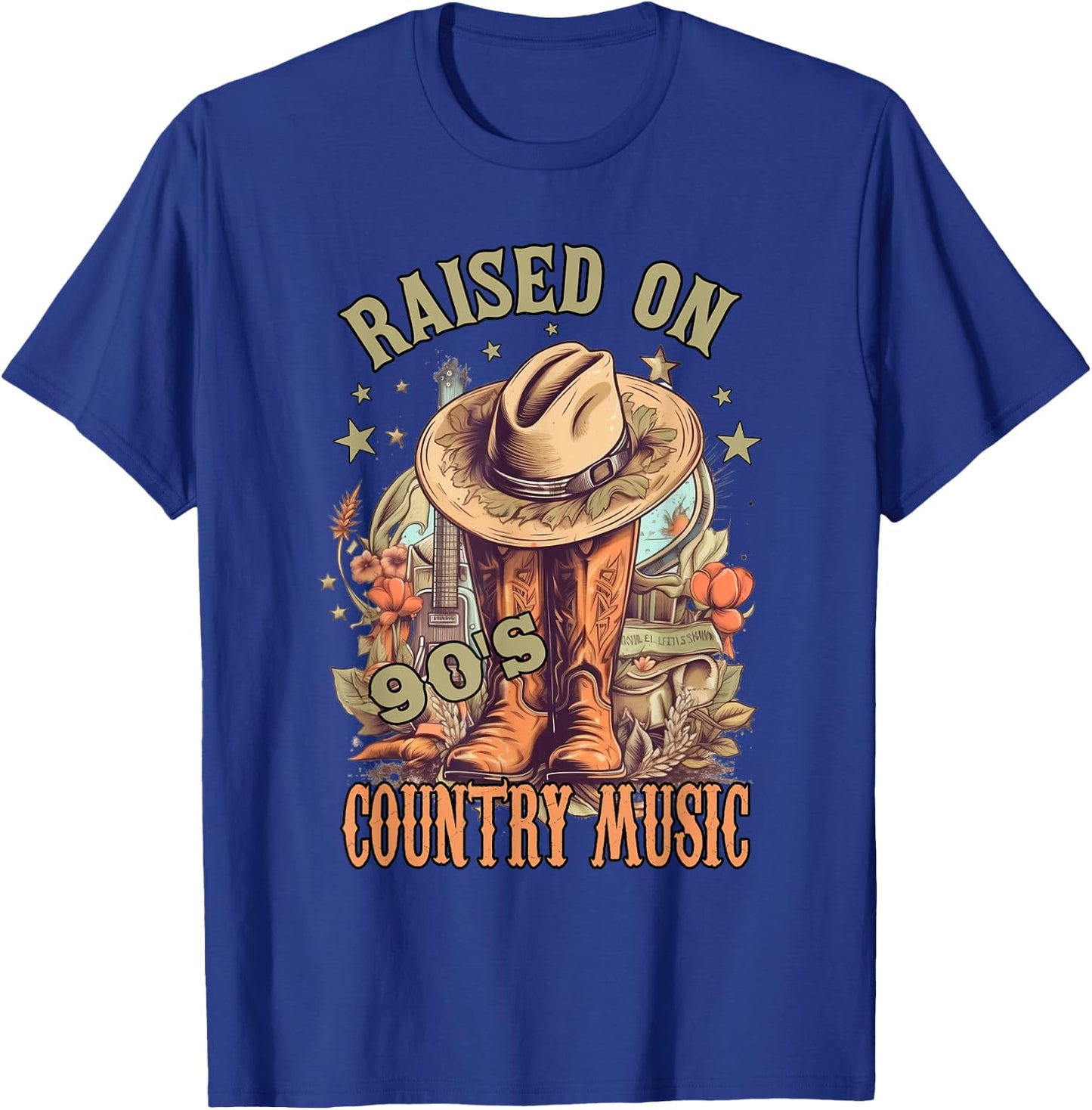 Vintage Western Music Raised on 90’s Country Music T-Shirt - T-Shirt | Royal