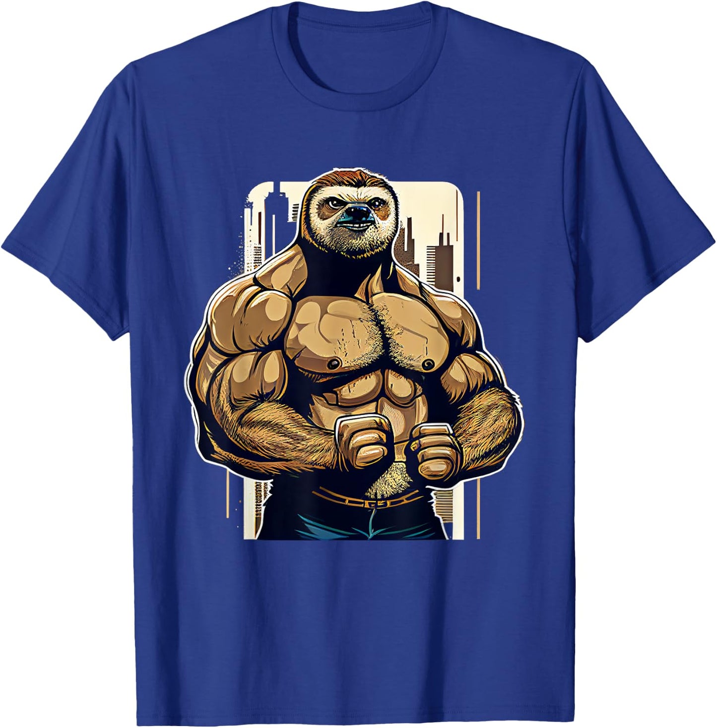 Bodybuilder Sloth Funny Bodybuilding Sloth Fitness Gym T-Shirt - T-Shirt | Royal