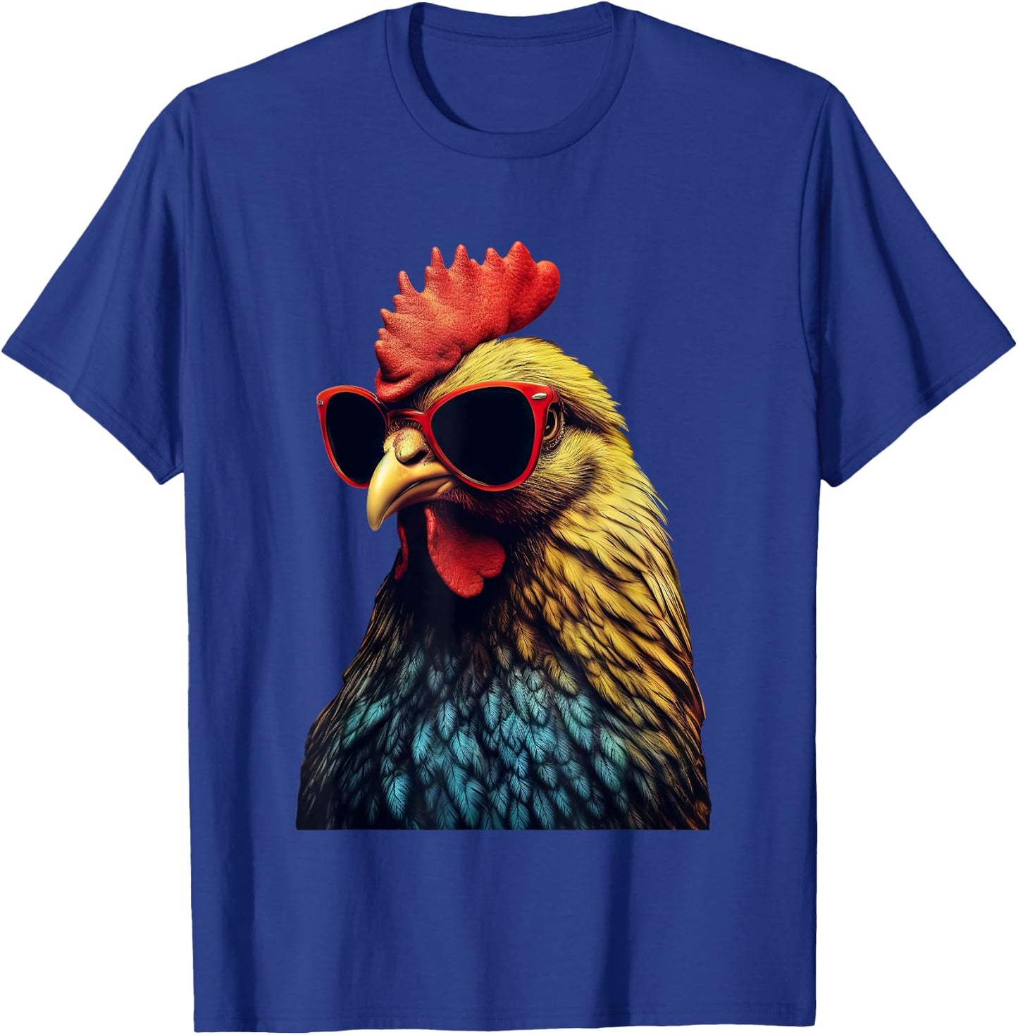 Funny Farm Cicken Animals gift Retro Vintage Chicken Cool Rooster Wearing Sunglasses -Kids T-Shirt - T-Shirt | Royal