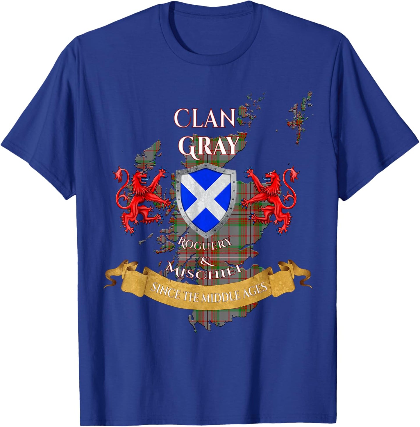 Gray Scottish Family Clan Middle Ages Mischief T-Shirt - T-Shirt | Royal