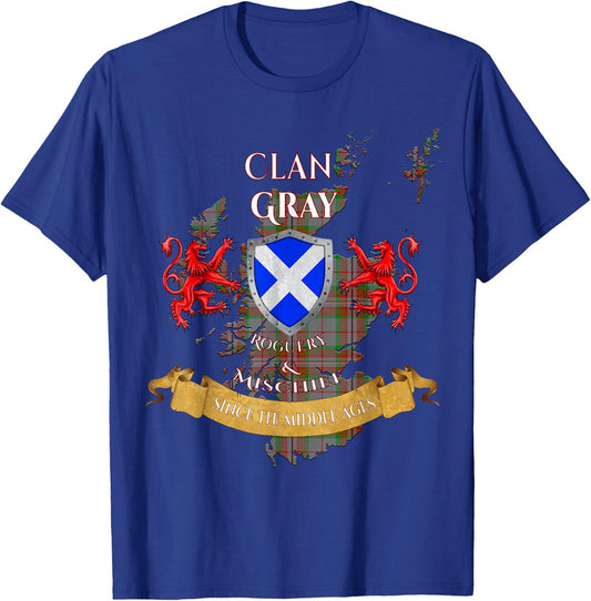 Gray Scottish Family Clan Middle Ages Mischief T-Shirt - T-Shirt | Royal
