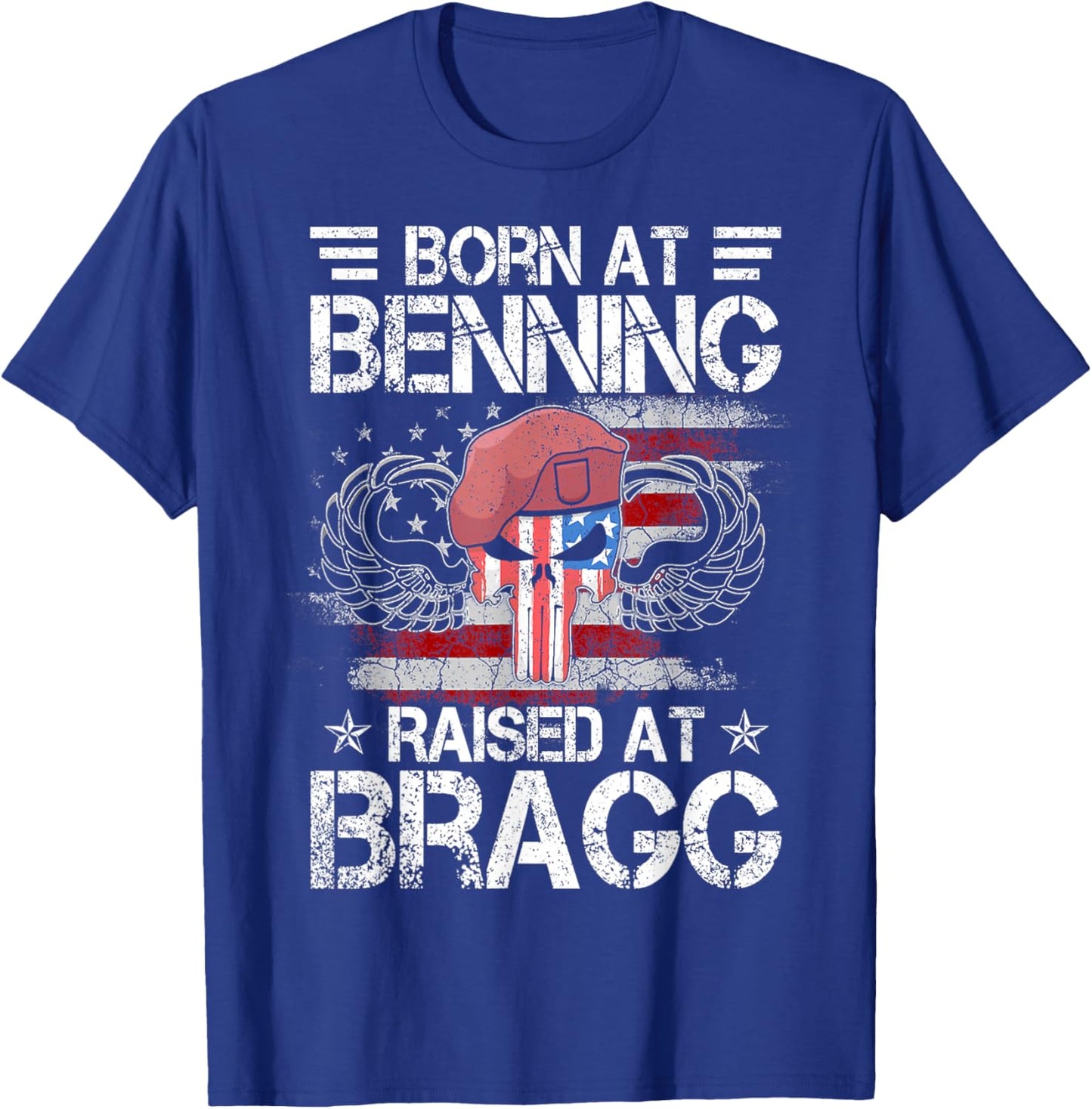 82nd Airborne Division Born At Ft Benning Raised Fort Bragg T-Shirt - T-Shirt | Royal