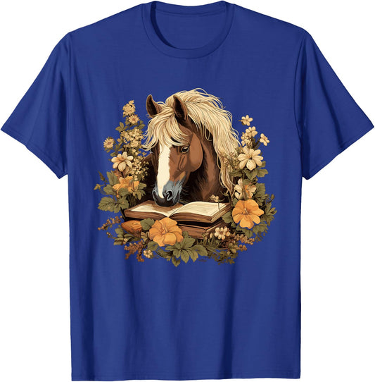 Cottagecore Horse Reading Aesthetic Book Outfit T-Shirt - T-Shirt | Royal