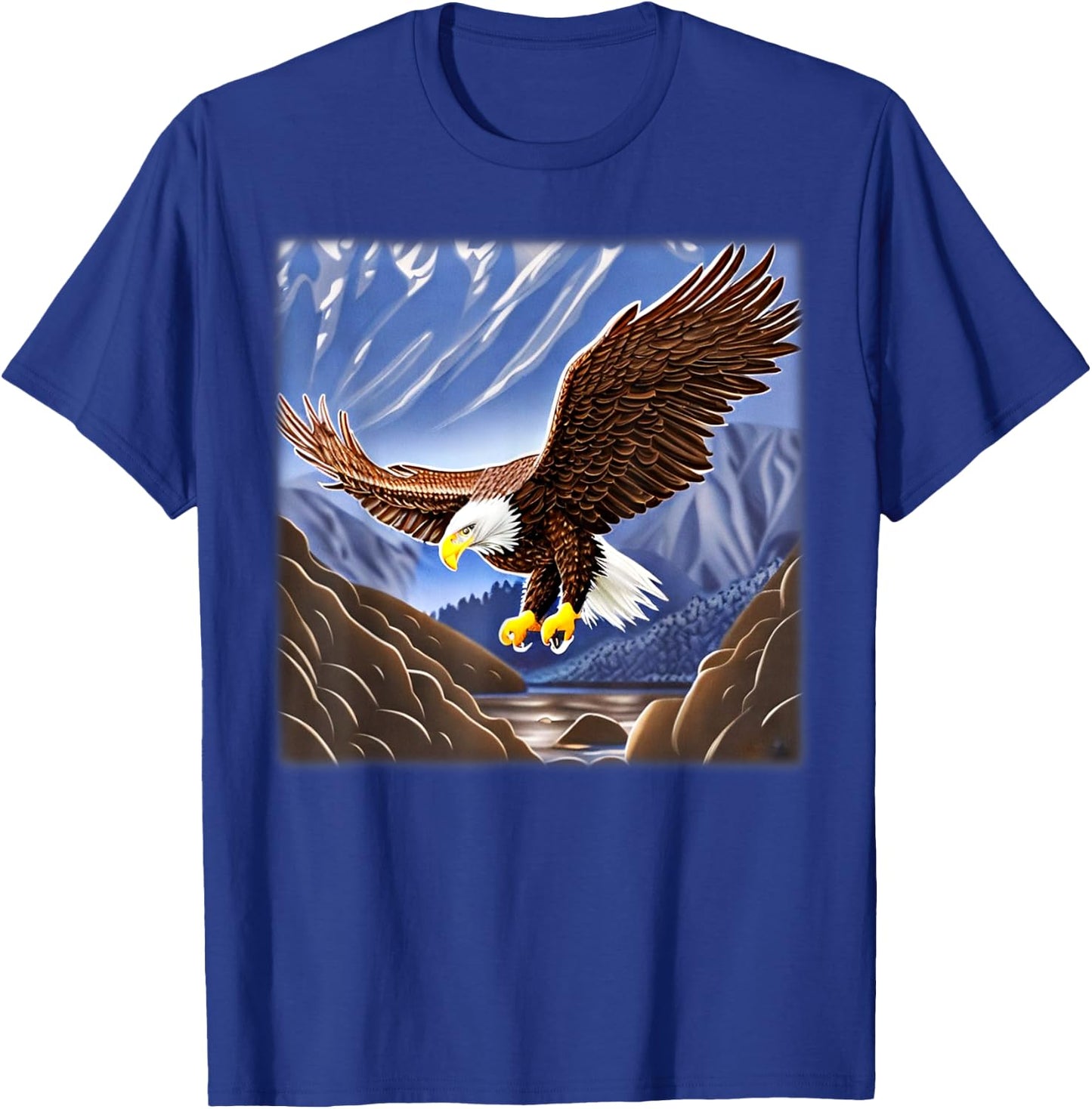 Bald Eagle imprint american bird animal head art motif T-Shirt - T-Shirt | Royal
