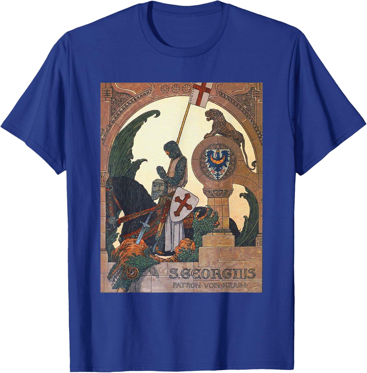 St George Praying After Slaying The Dragon - Heinrich Lefler T-Shirt - T-Shirt | Royal
