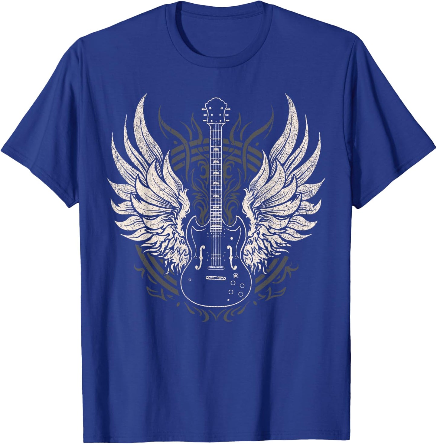Rock & Roll Music Lover Guitar with Wings Retro Vintage T-Shirt - T-Shirt | Royal