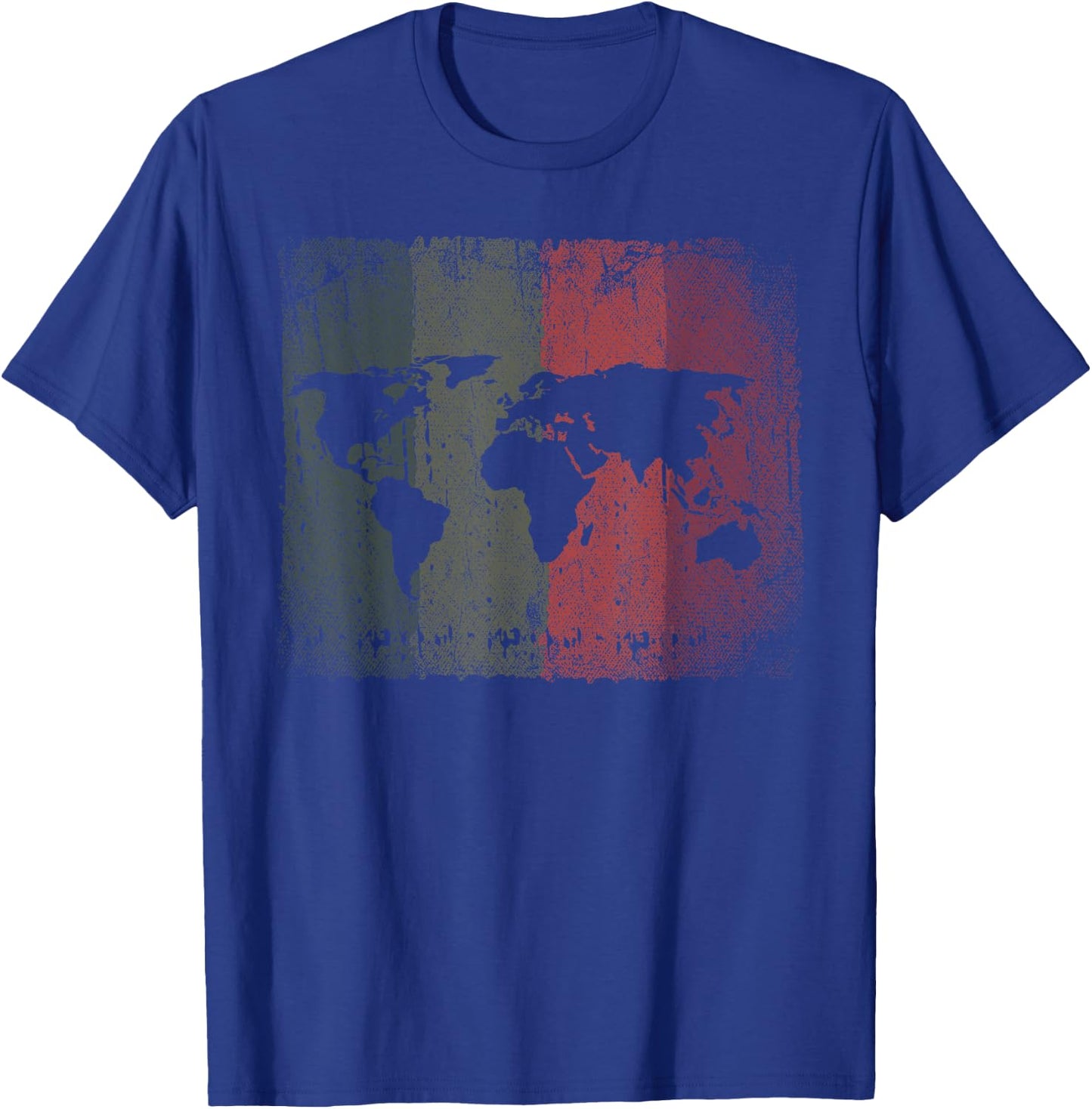 World Flags International Country Traveler Retro World Map - Black, Small - -Adults, Classic Fit, Short Sleeve T-Shirt - T-Shirt | Royal