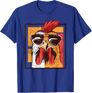 Retro Vintage Chicken Cool Rooster Wearing Sunglasses T-Shirt - T-Shirt | Royal