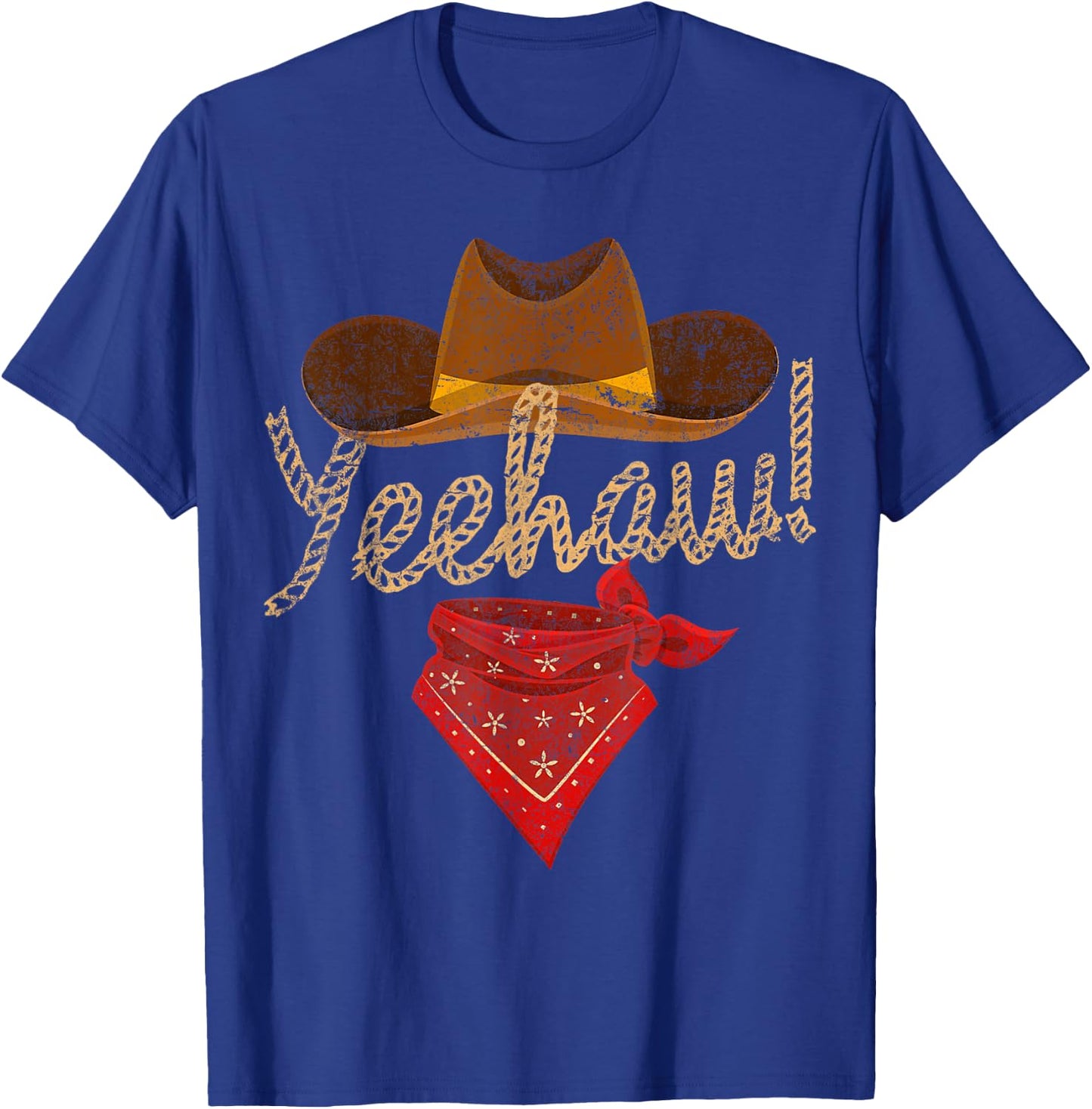 Yeehaw Cowboy Cowgirl Western Country Howdy Southern Yee Haw T-Shirt - T-Shirt | Royal