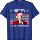 Happy 4th of Thanksgiving Christmas Biden Santa USA Flag T-Shirt - T-Shirt | Royal