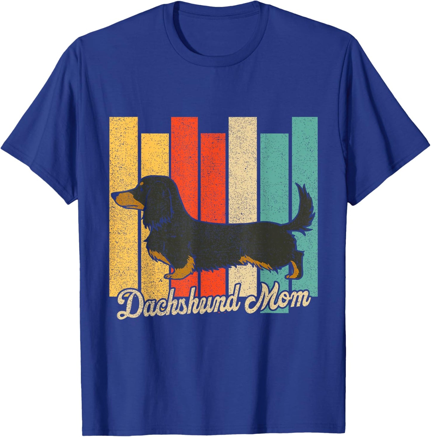 Black And Tan Long-Haired Dachshund Mom Retro Dog Mama T-Shirt - T-Shirt | Royal