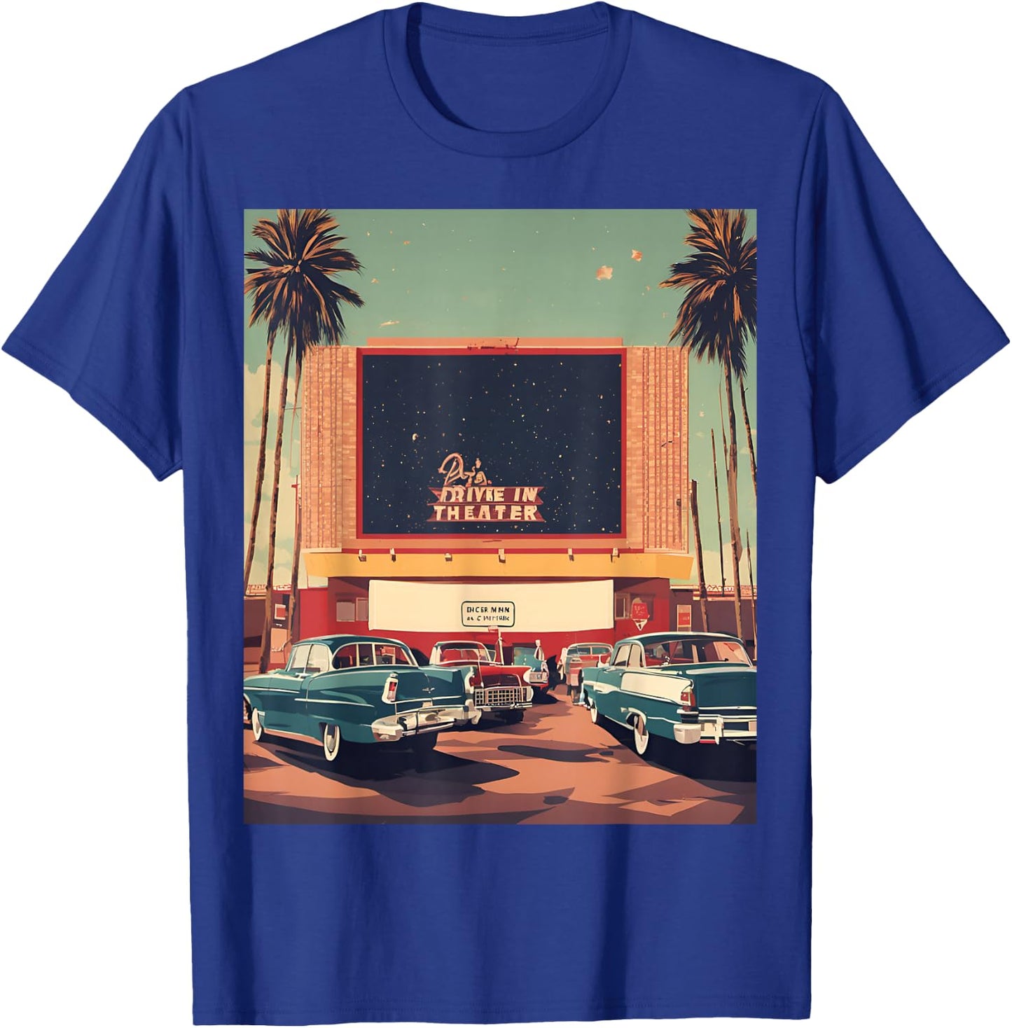Retro Drive-in Theater Vintage Movies Graphic T-Shirt - T-Shirt | Royal