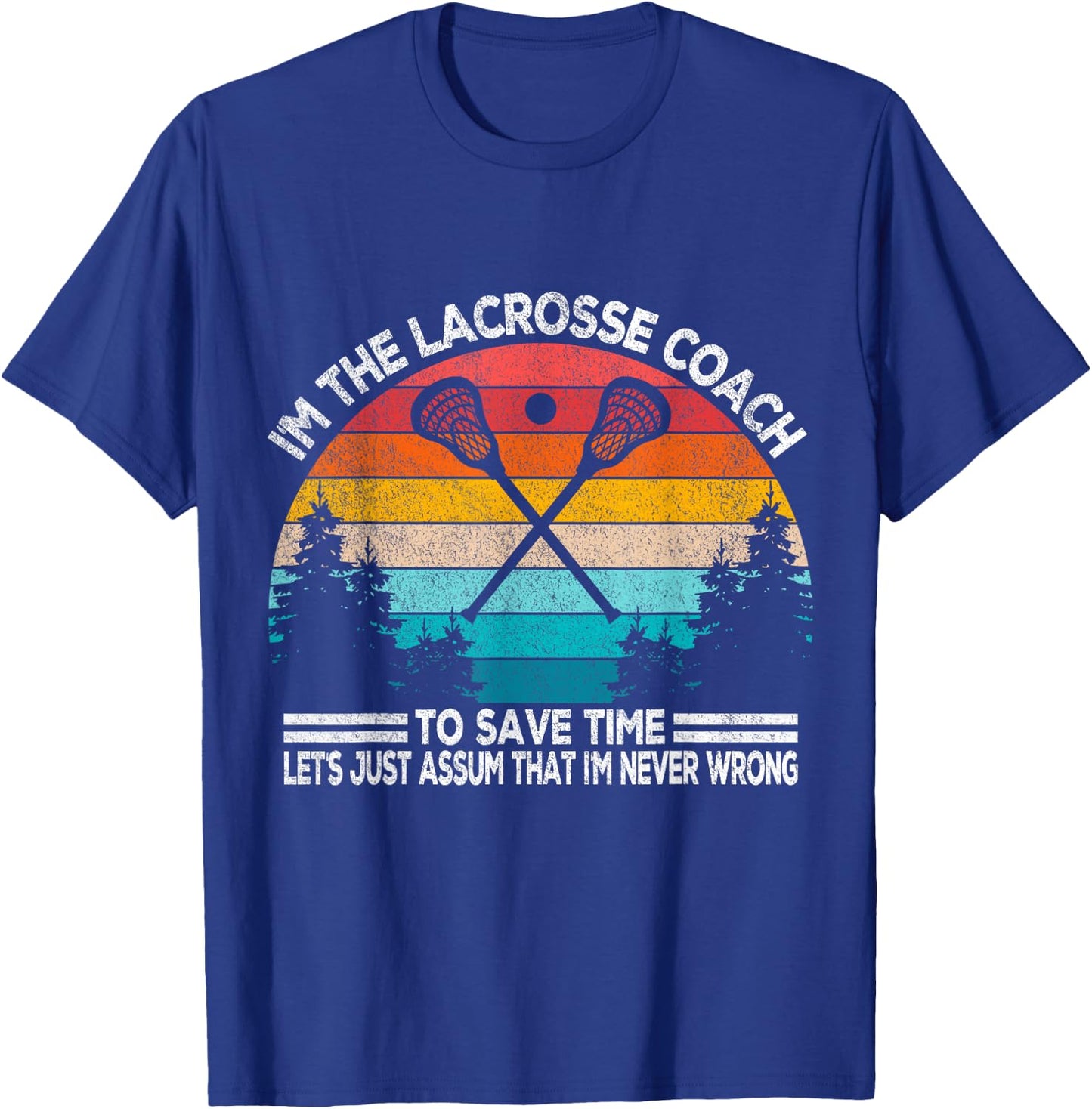 Funny Lacrosse Coach Lacrosse Team Coach Retro T-Shirt - T-Shirt | Royal