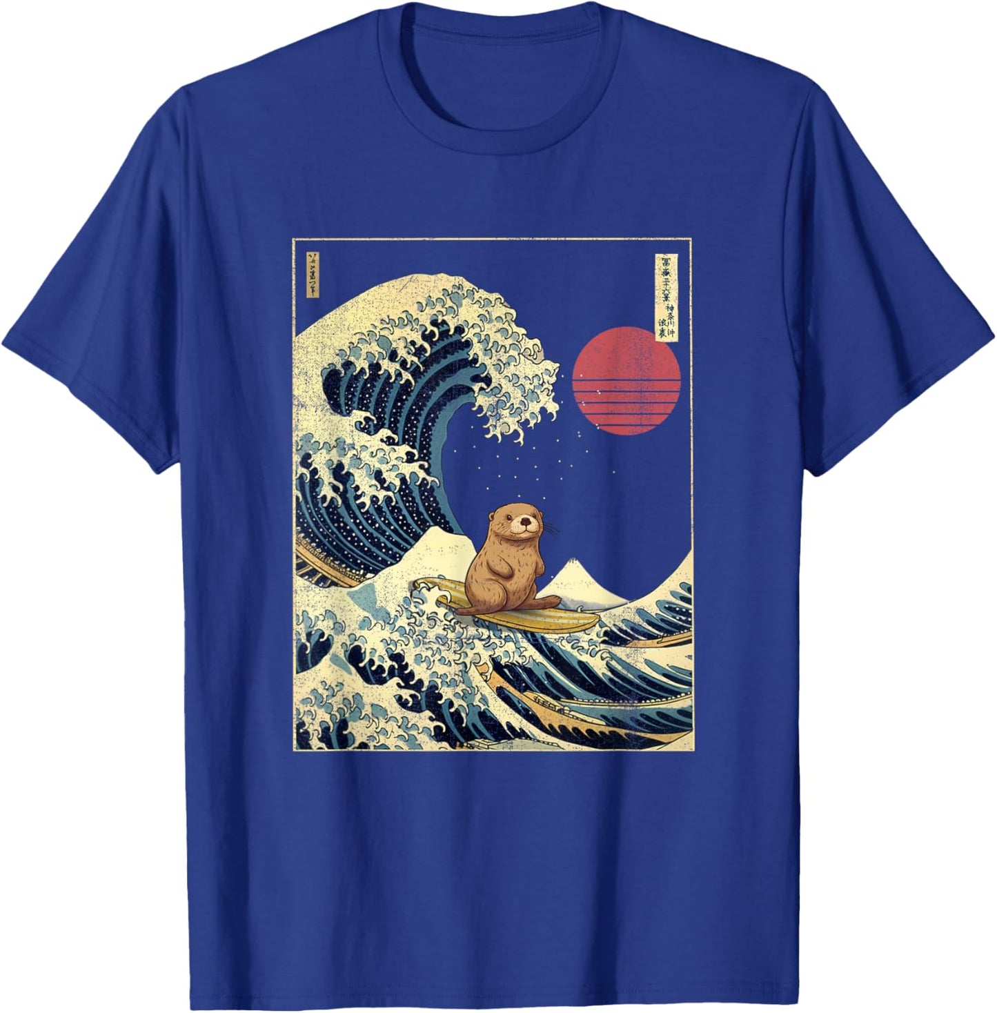 Sea Otter Japanese Kanagawa Wave Funny Surf Animal T-Shirt - T-Shirt | Royal