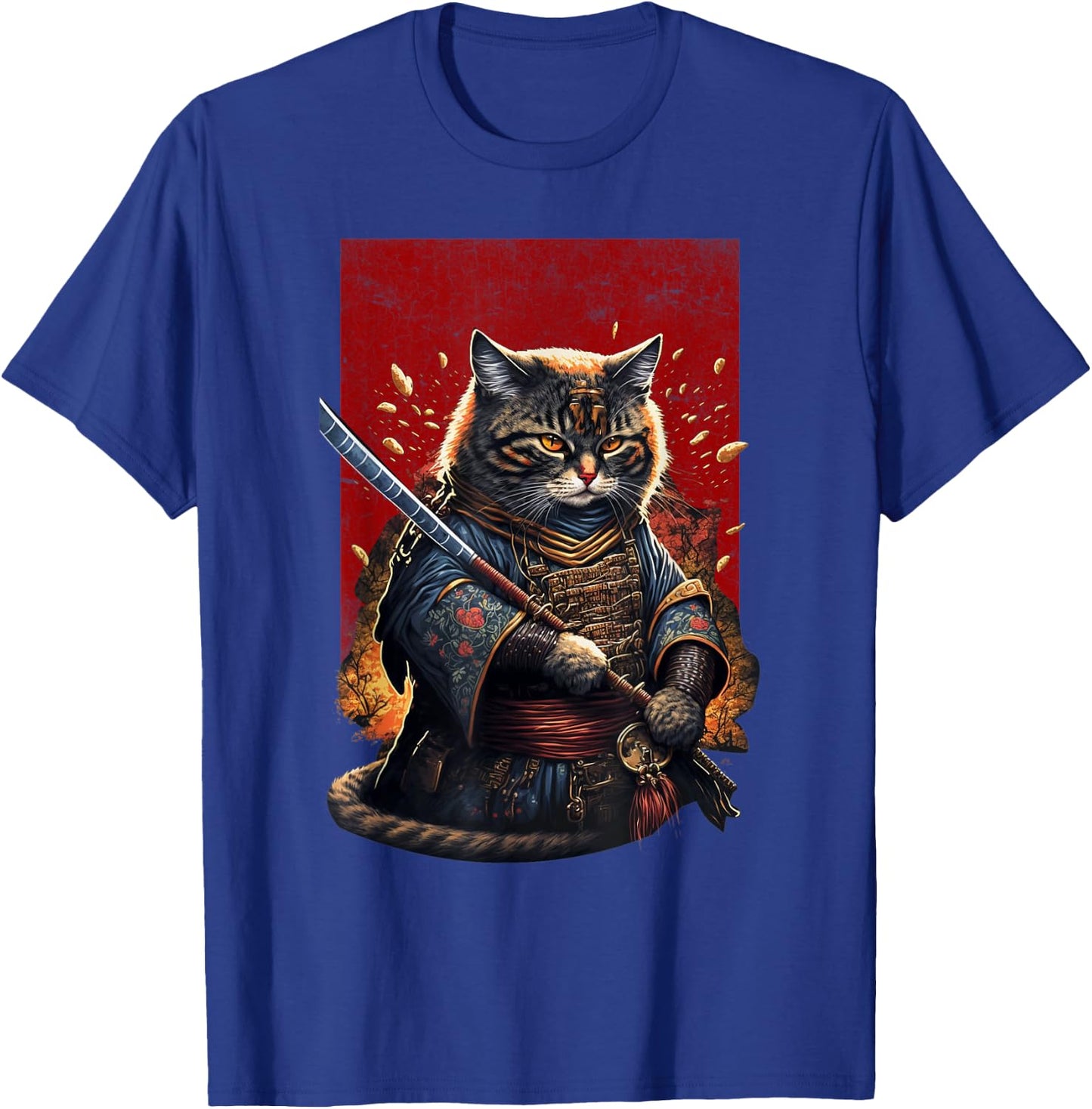 Retro Japanese Samurai Ninja Cat Kawaii Tattoo Graphic Style Men Women Kids T-Shirt - T-Shirt | Royal