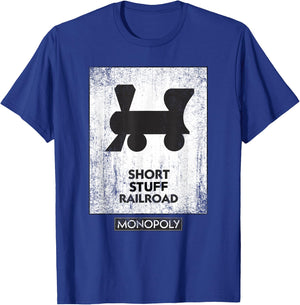 Monopoly Mr. Monopoly Short Stuff Railroad Distressed Logo T-Shirt - T-Shirt | Royal