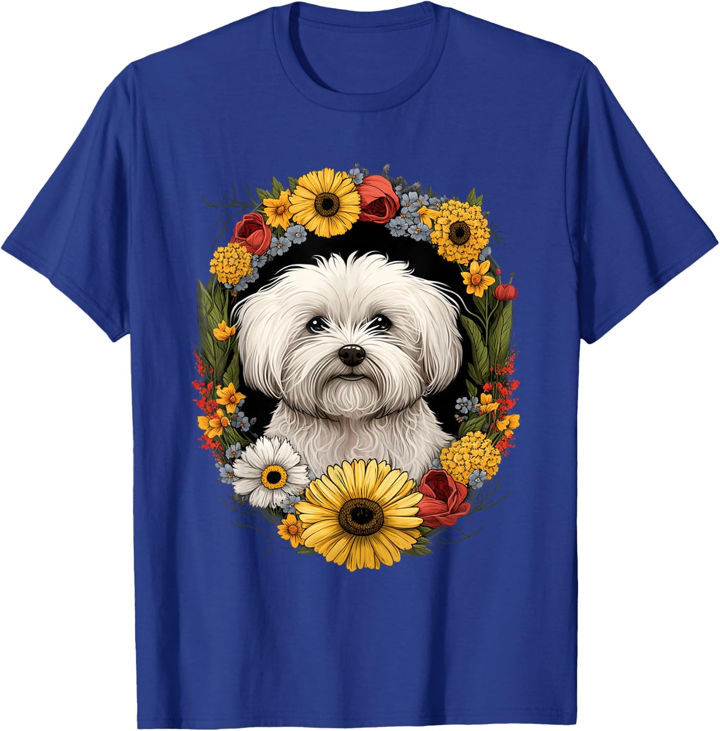 Sunflower Hippie Floral Coton De Tulear Dog Women Girls Kids T-Shirt - T-Shirt | Royal