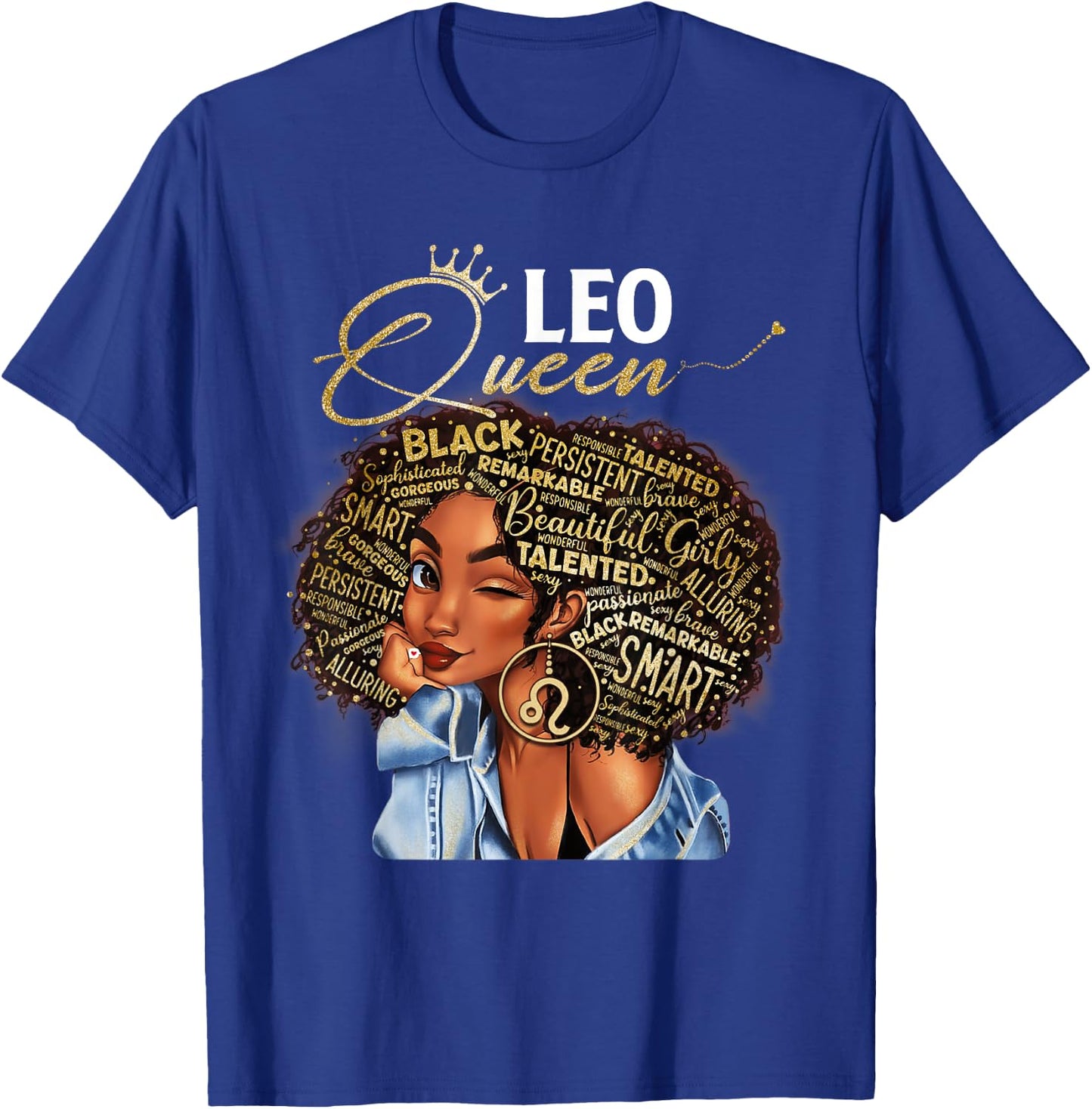 Leo Queen Sweet As Candy Birthday Gift Black Women T-Shirt - T-Shirt | Royal