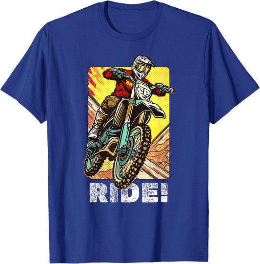 Motocross Dirt Bike Rider Vintage Dirt Bike T-Shirt - T-Shirt | Royal