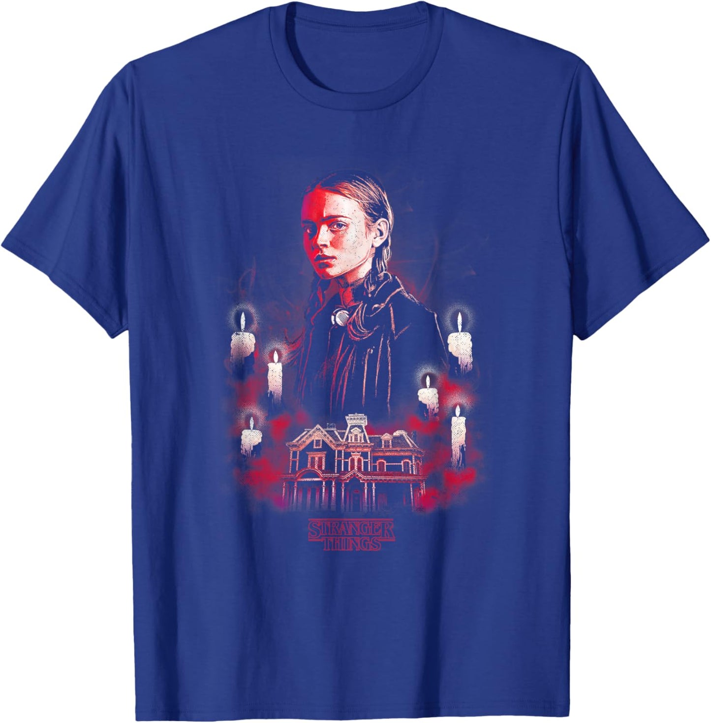 Stranger Things Max Portrait Creel House Horror Poster T-Shirt - T-Shirt | Royal