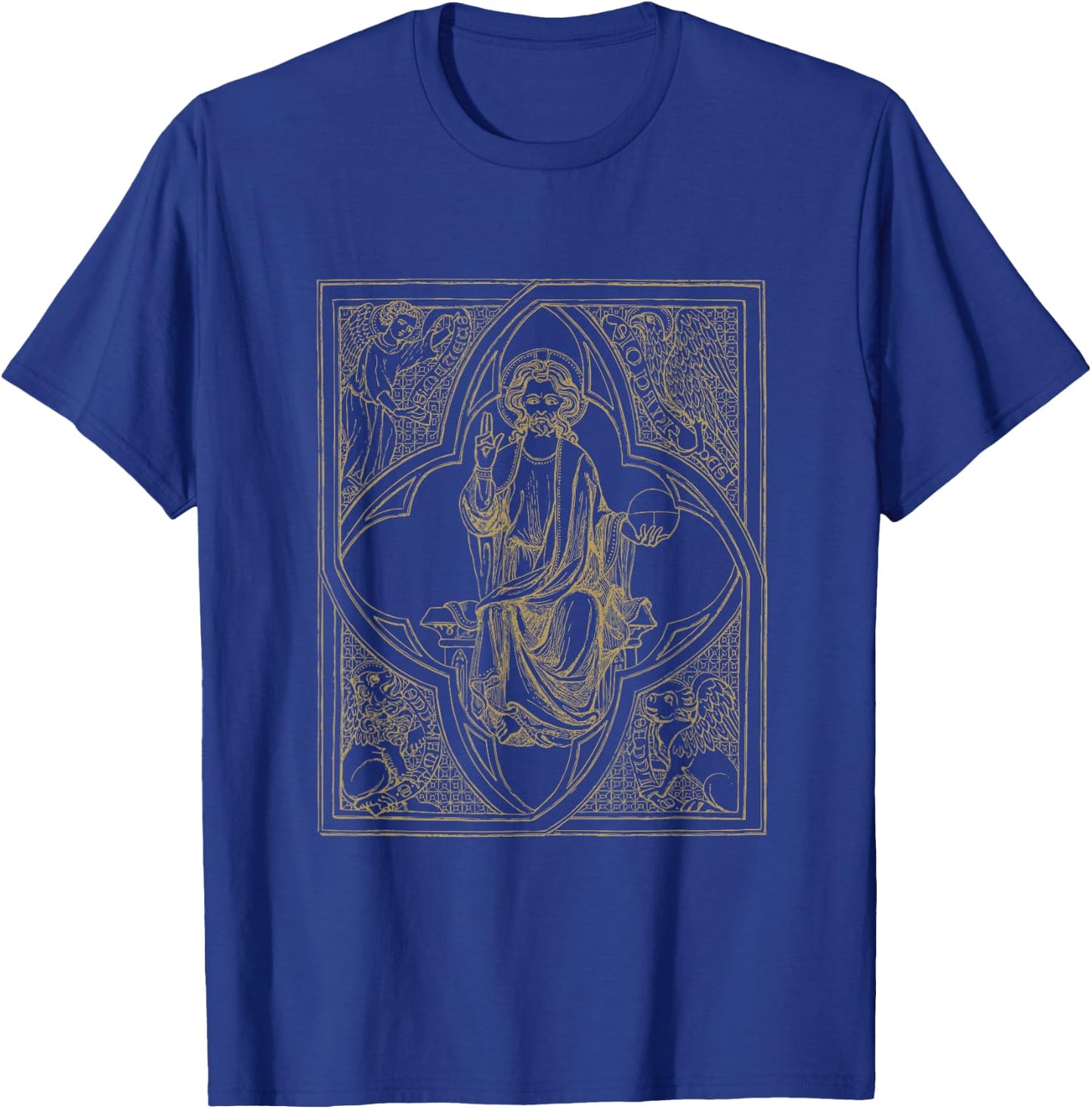 Jesus Christ Vintage Tetramorph with Man Lion Ox Eagle T-Shirt - T-Shirt | Royal