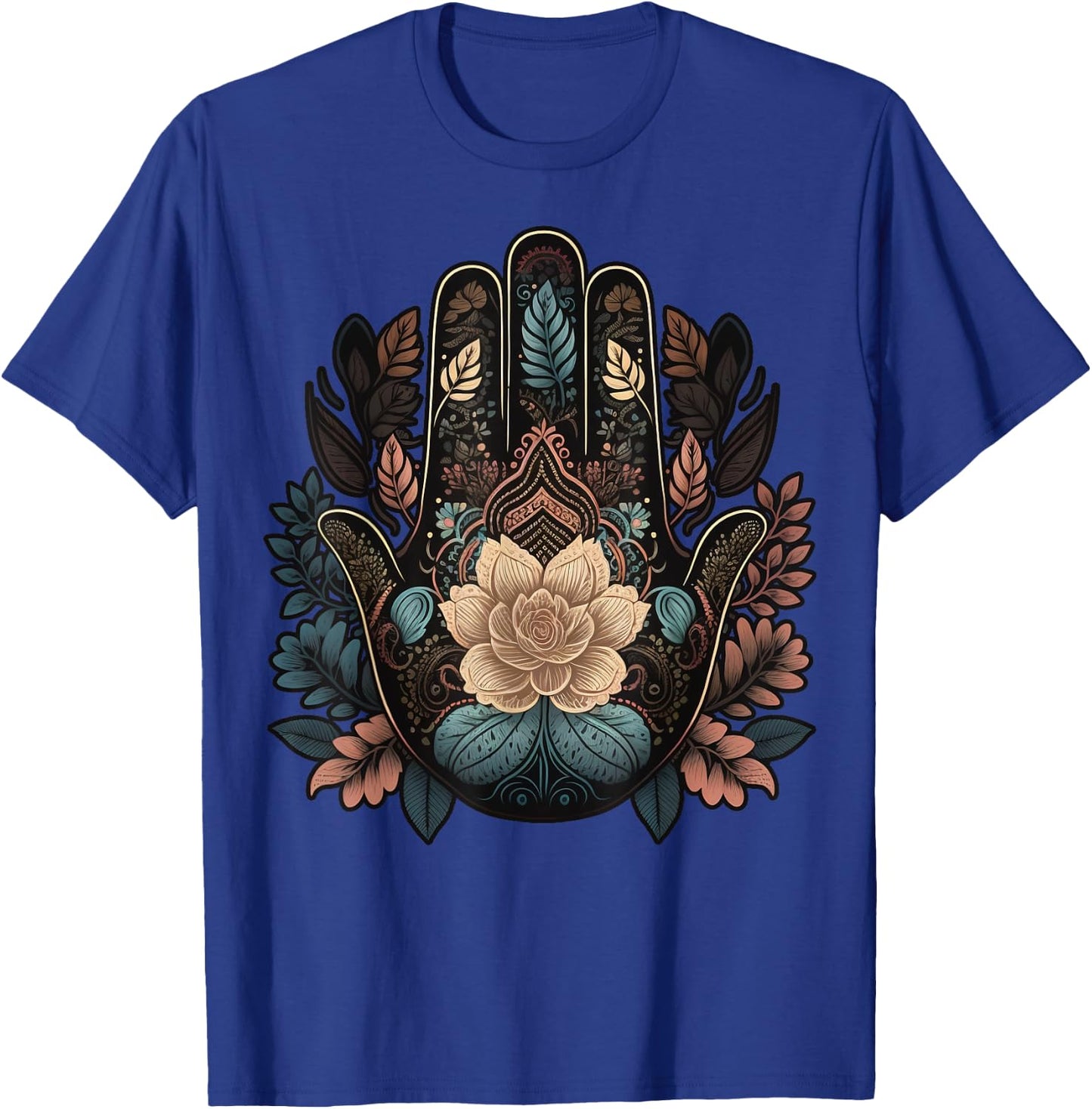 Floral Khamsah or Hand of Fatima on flower Hand of Hamsa T-Shirt - T-Shirt | Royal