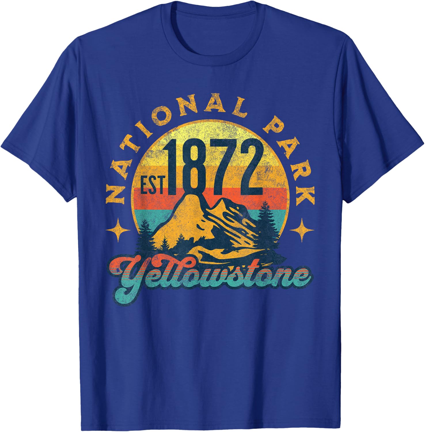 Yellowstone Park Nature Mountains Hiking Outdoors Vintage T-Shirt - T-Shirt | Royal