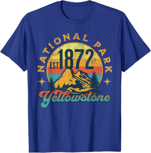 Yellowstone Park Nature Mountains Hiking Outdoors Vintage T-Shirt - T-Shirt | Royal