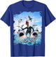 Chicken Riding Shark Sharks At Beach Ocean Funny T-Shirt - T-Shirt | Royal
